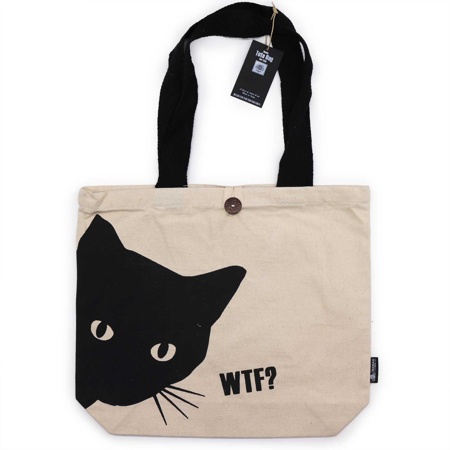 Iconic Classic Tote Bag - Black Cat - Natural 10oz