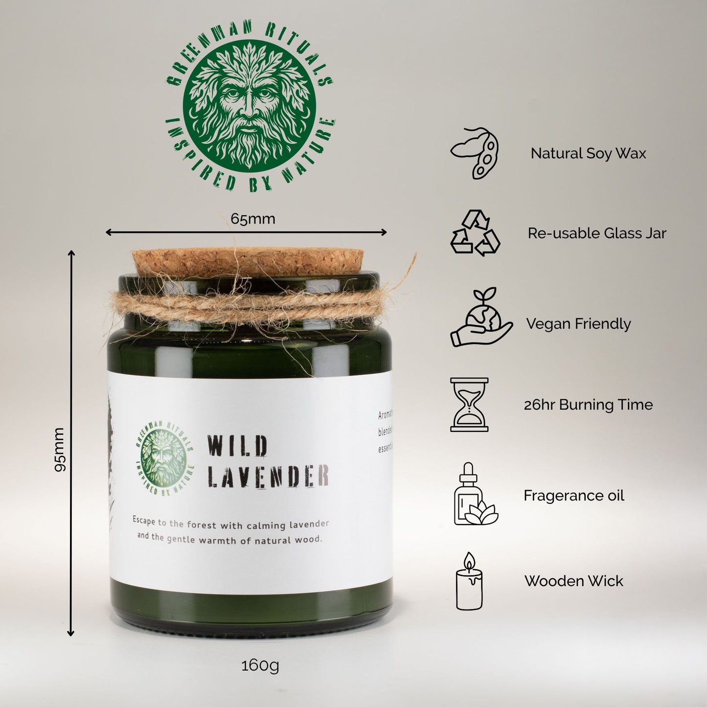Greenman Woodwick Soy Candle - Jasmine Glade