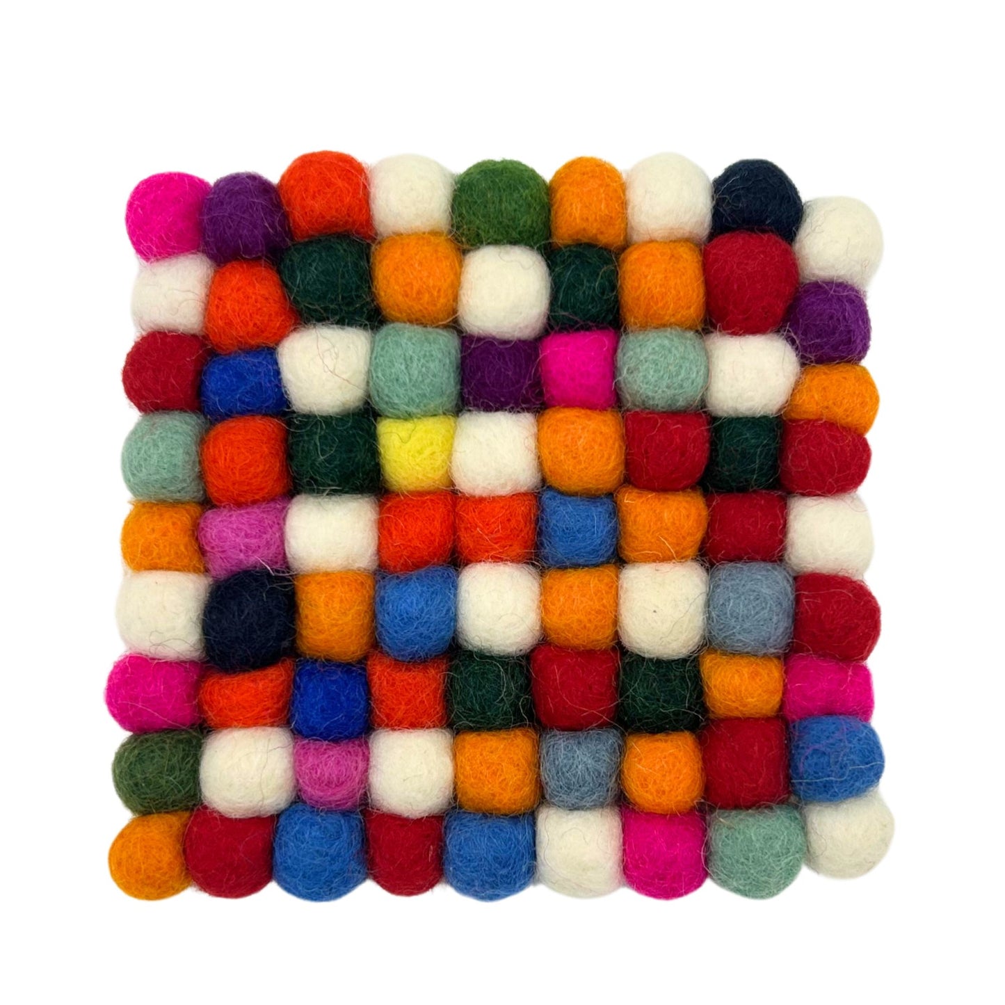 Felt Ball Square Coasters - Multi Grey colour (set of 4)