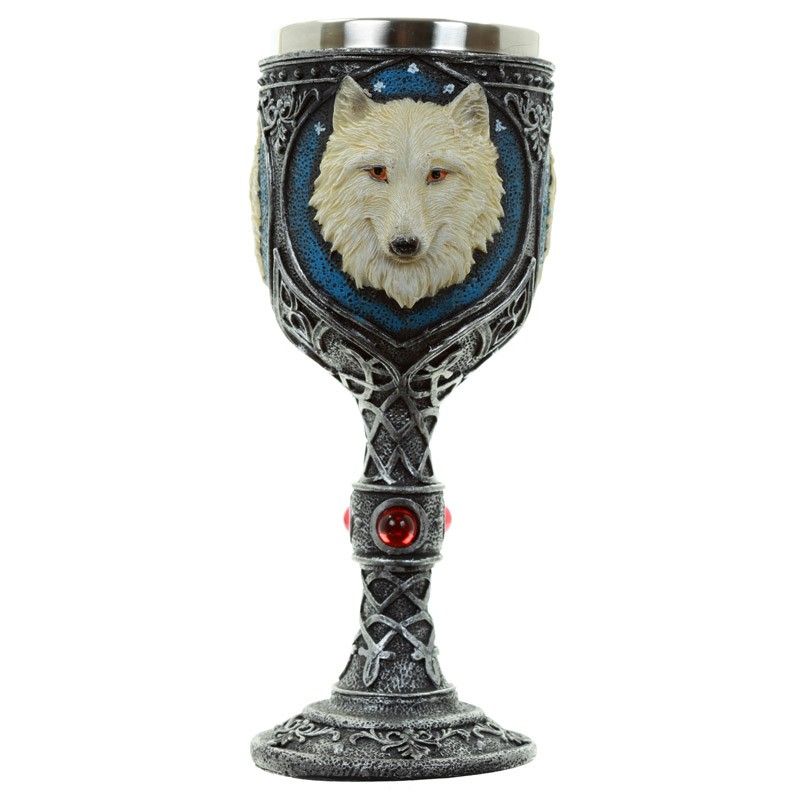 Decorative White Wolf Goblet