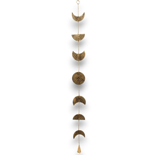 Indian Chimes - Brass Moon Phases Drop with Bell 25cm