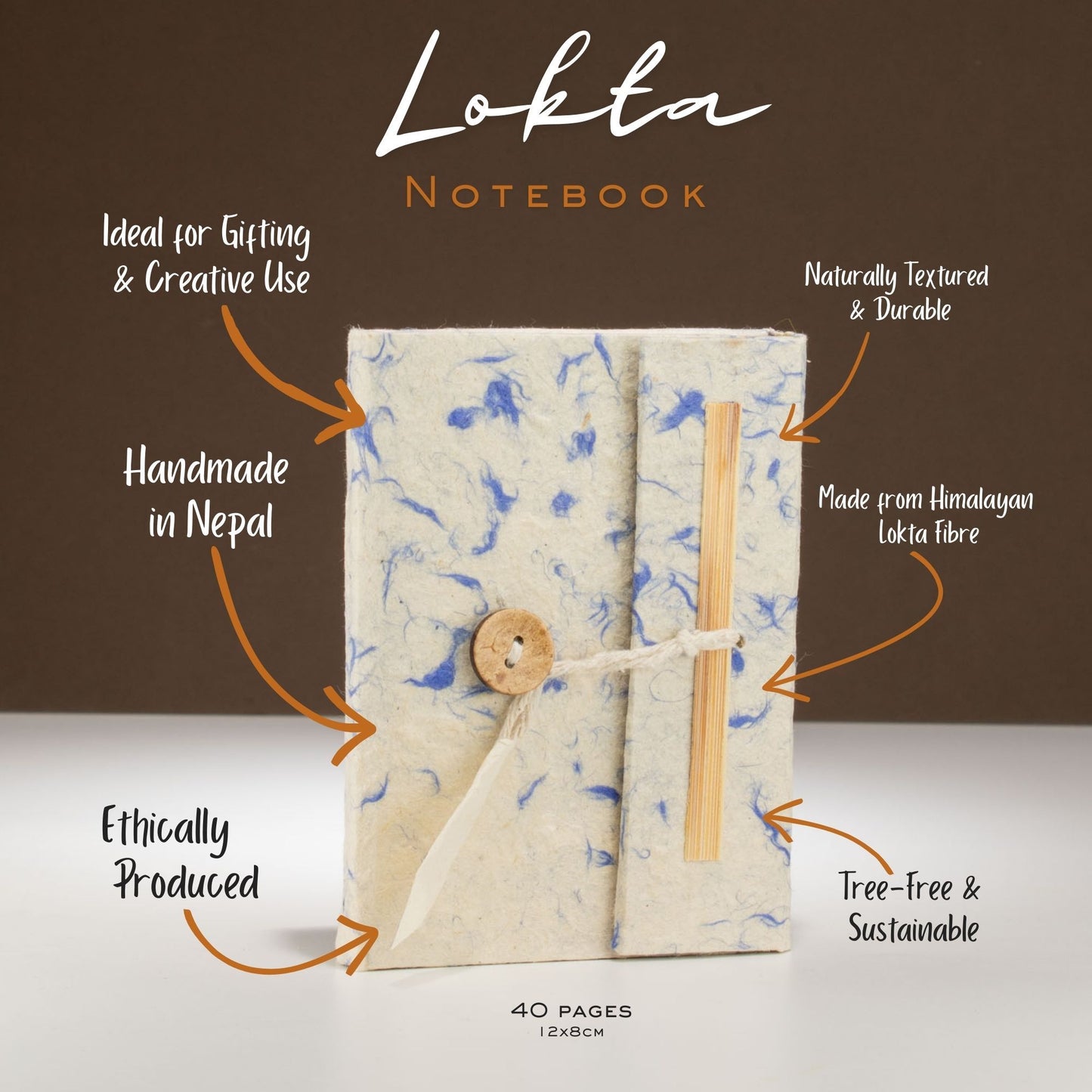Lokta Mixed Blue Cotton Notebook – Mini (12x8cm) – 40 Leaves