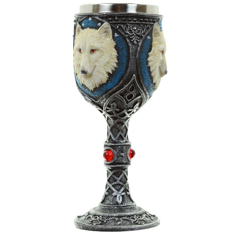 Decorative White Wolf Goblet