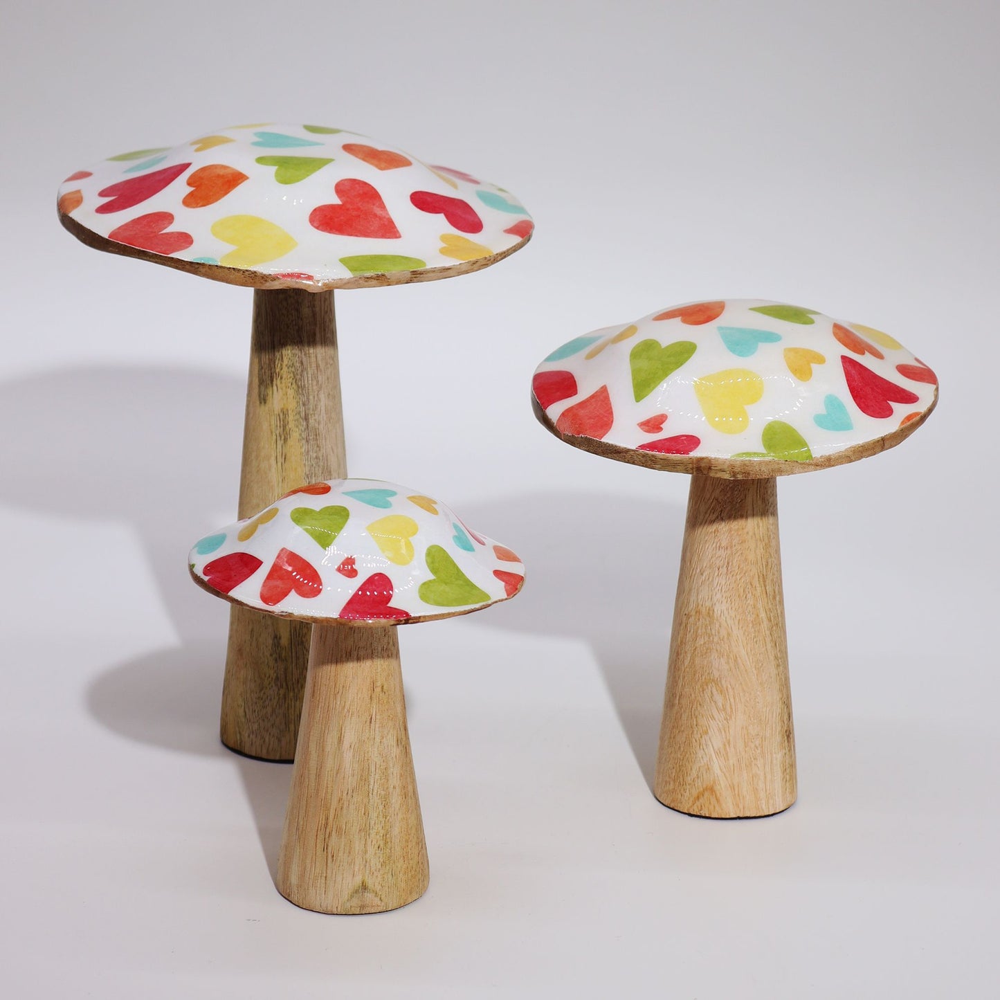 Med Wooden Mushroom - Pastel Hearts
