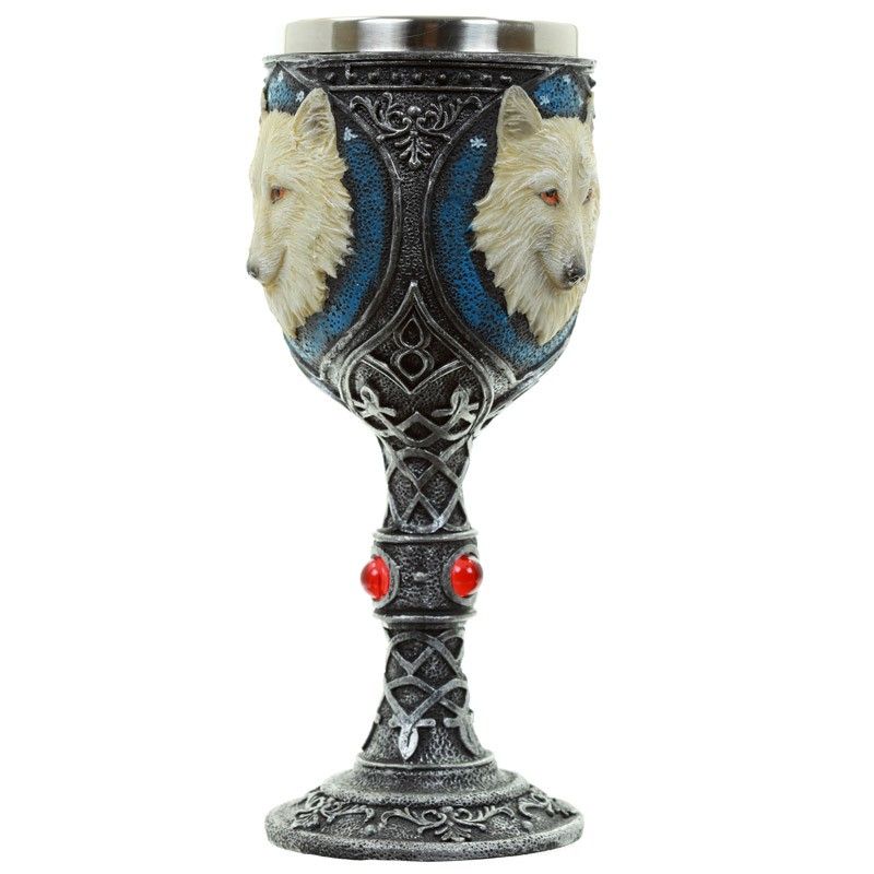 Decorative White Wolf Goblet