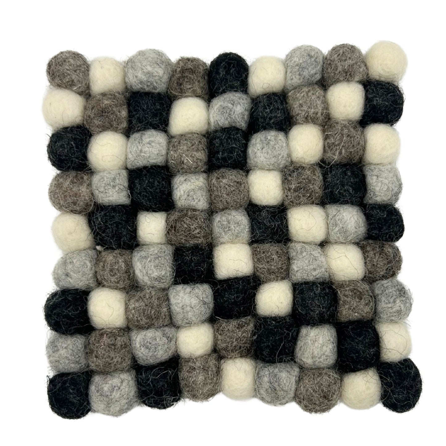 Felt Ball Square Coasters - Multi Grey colour (set of 4)