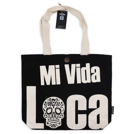 Iconic Classic Tote Bag - Mi Vida Loca - Black Natural 10oz