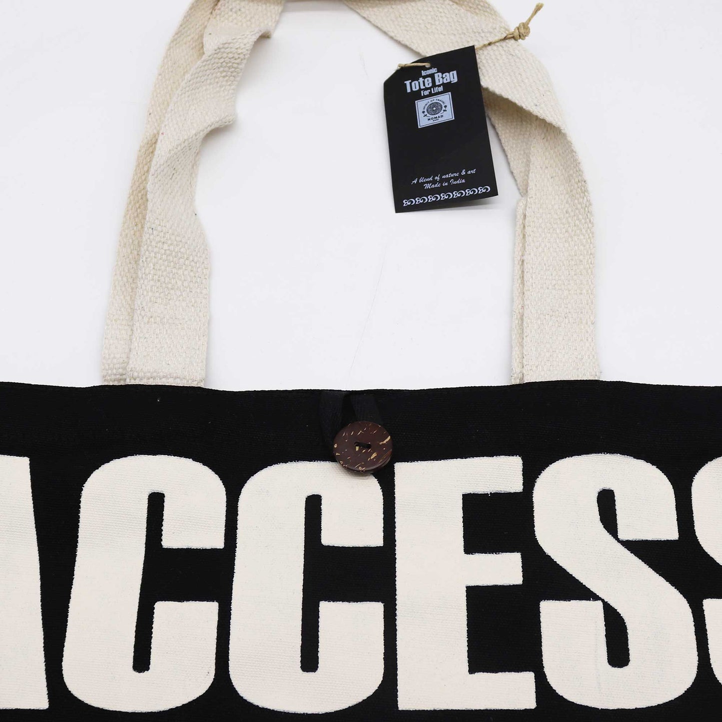Iconic Classic Tote Bag - ACCESS ALL AREAS - Black Natural 10oz