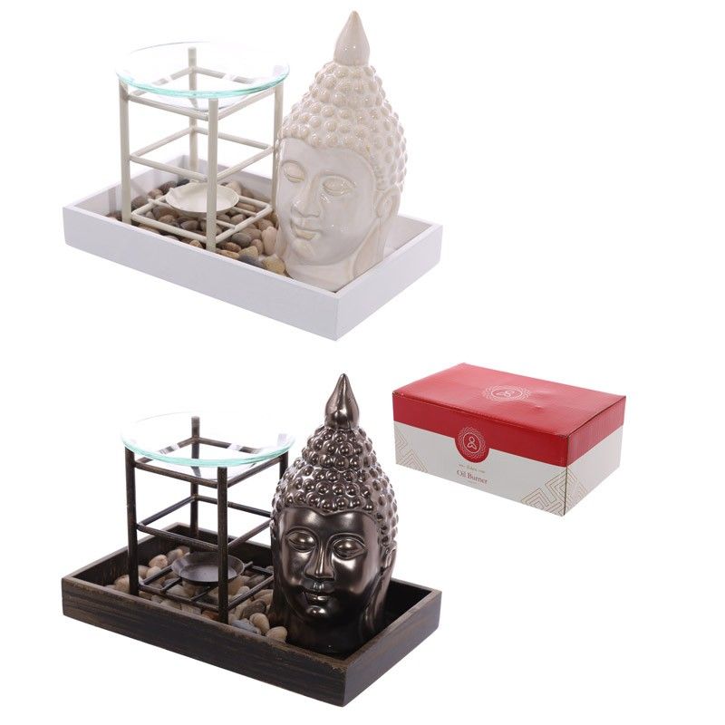 Buddha Tray with Pebbles and Oil Burner