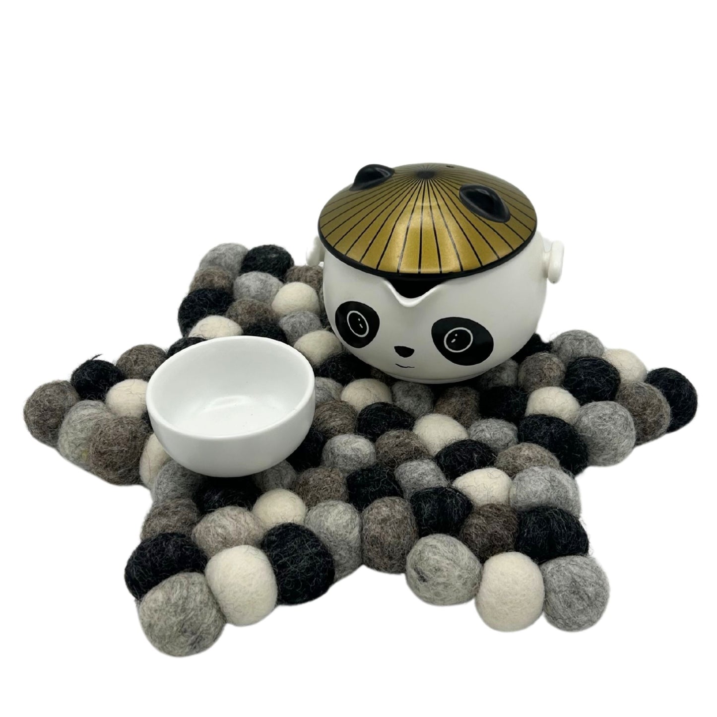 Felt Ball Star Centre Mat - Multi Grey Colour