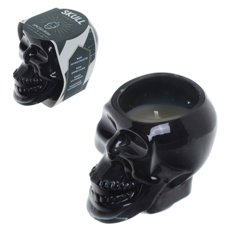Black Skull Soya Candle Jar - Spiced Rum