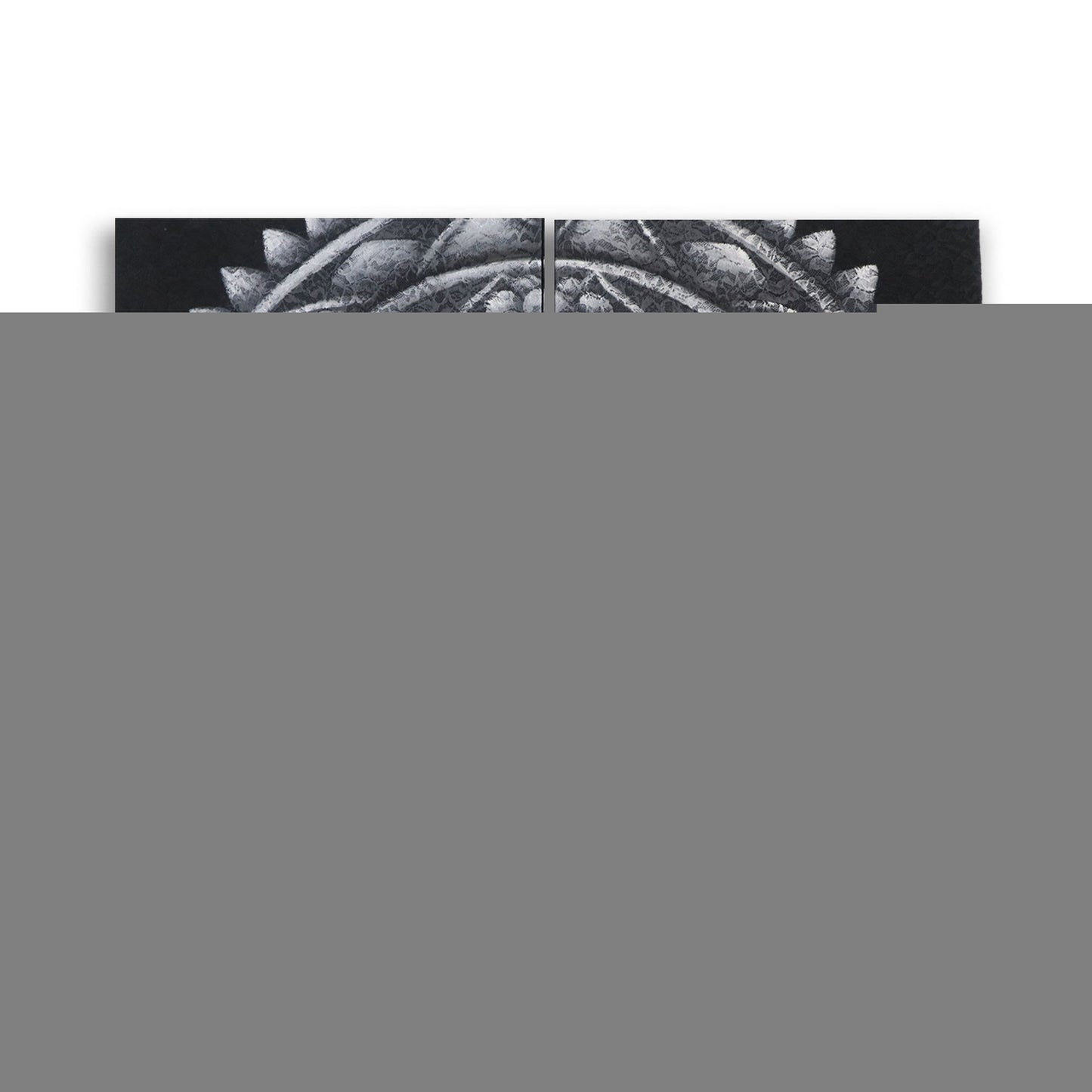 Set of 4 Grey Buddha Mandala Brocade Detail 30x40cm