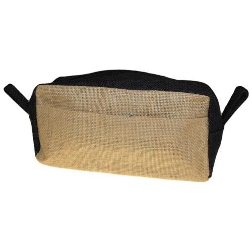 Jute Toiletry Bag - Natural & Black