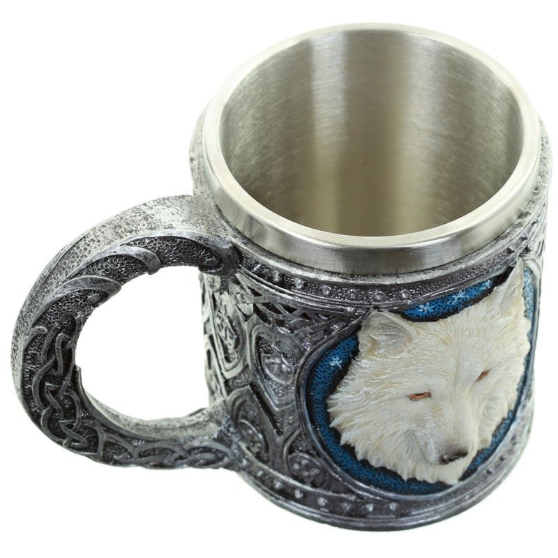 Decorative White Wolf Tankard