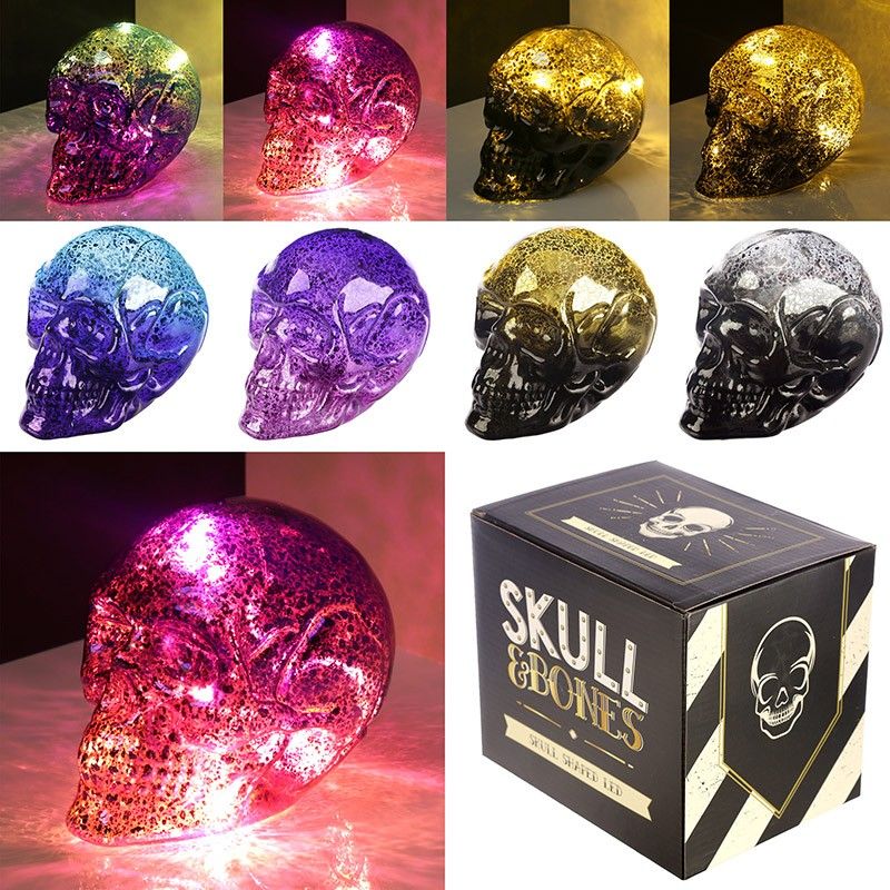 Skull and Bones Small Metallic Two Tone Skull Shaped LED