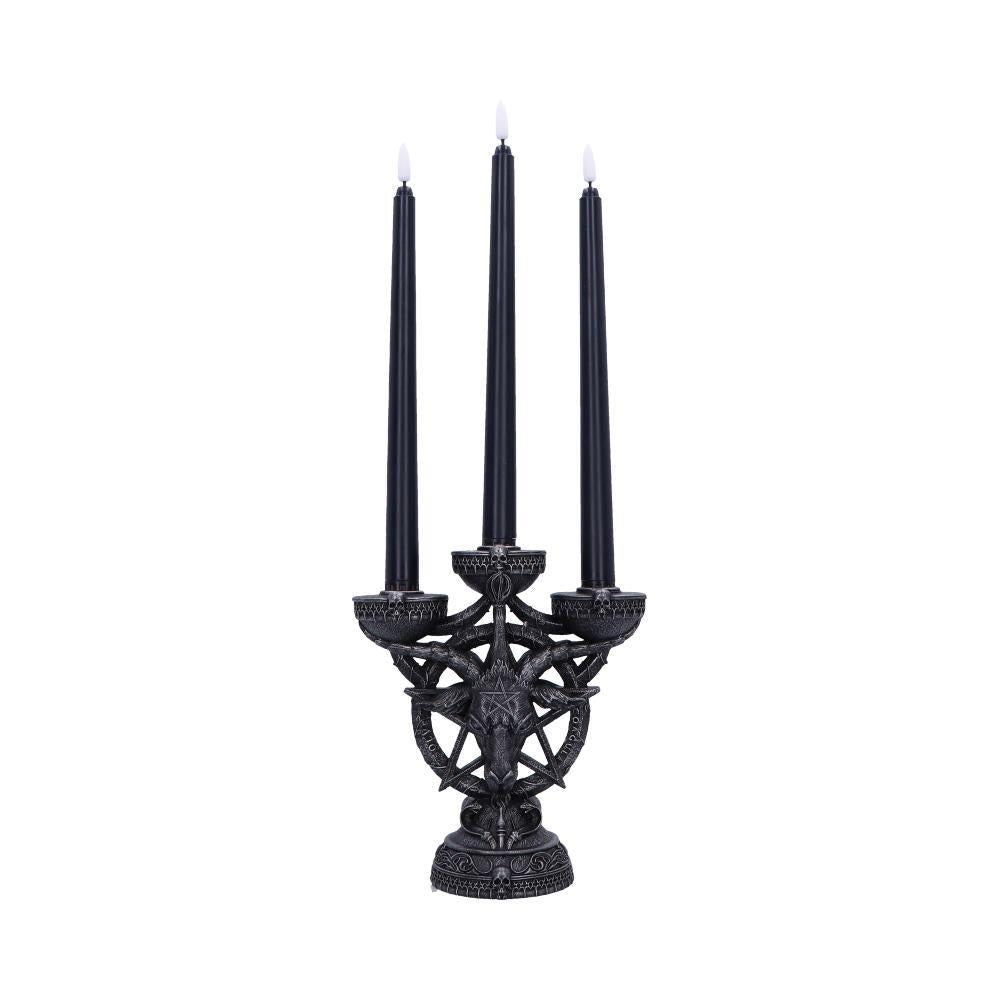 Baphomet's Radiance Candelabra 46cm with LED Candles | Gothic Occult Home Decor Nemesis Now Design