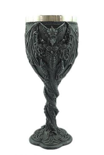 Mystical Dragon Goblet Chalice - Intricate Resin Design, 19 cm Gothic Drinkware, Fantasy Collectible