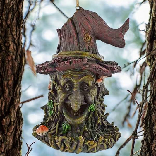 Resin Green Man Bird Feeder | 25 cm Hanging Garden Decor for Nature Lovers