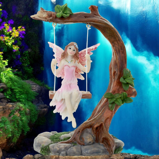 Enchanting Flower Fairy Swing Figurine Fantasy Home Decor Collectible Ornament