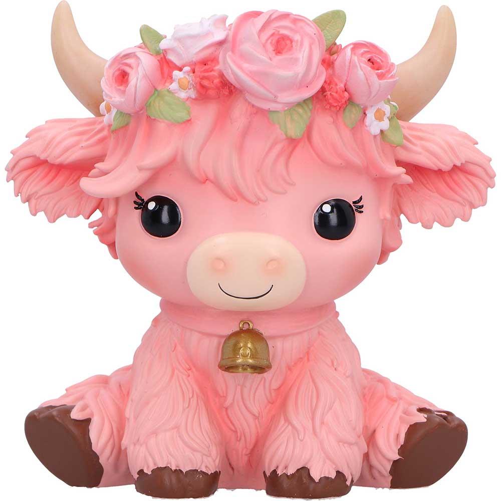 Moo Crew Primrose Pink Flower Cow Figurine Cute Farmhouse Ornament Decor