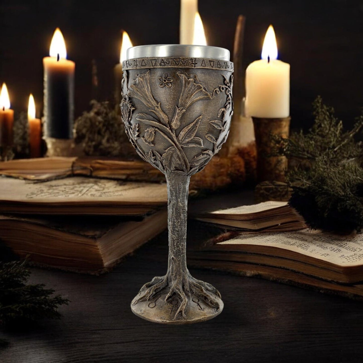 Poison Goblet Chalice | Gothic Fantasy Drinkware | Dark Magic Cup for Witches, Wizards, Occult, and Pagan Rituals | Unique Collectible by Tina Tarrant - 22cm