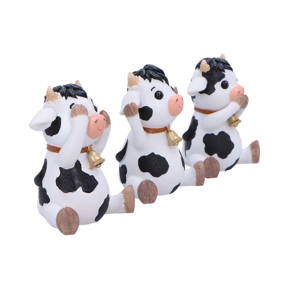 Three Wise Cows Figurine Set See No Hear No Speak No Evil Farm Yard Ornaments