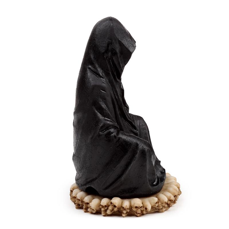 Hooded Grim Reaper Incense Burner | Spooky Gothic Decor | LED Skull Base Ashcatcher