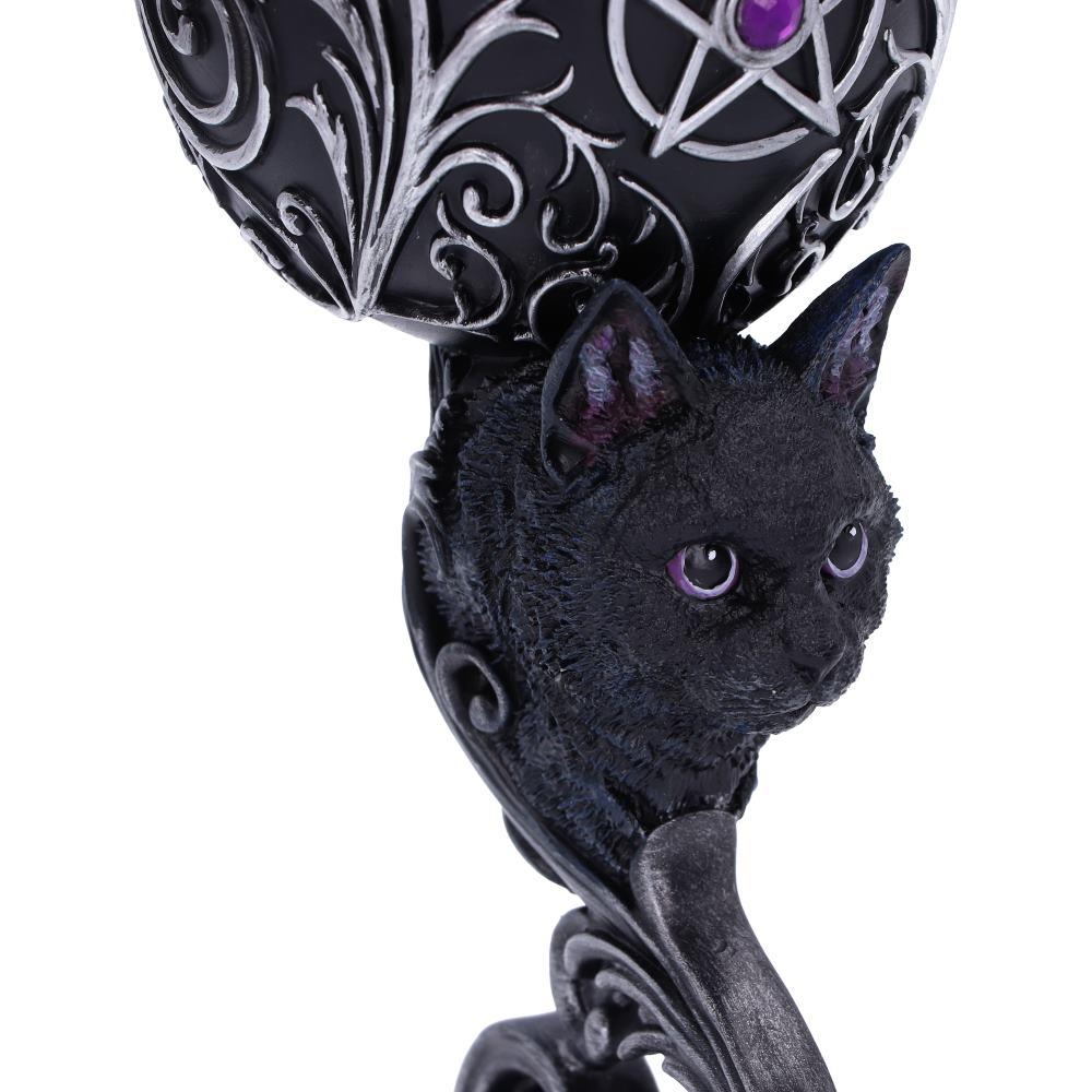 Twin Black Cat Goblets Familiars Gothic Chalice Set Wiccan Occult Wine Glasses