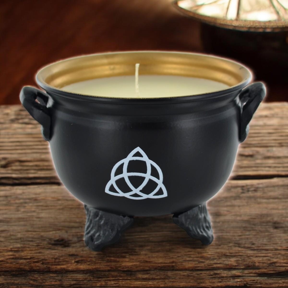 Mystical Triquetra Cauldron Soy Candle Wiccan Altar Decor | Spiritual Energy & Clean Burn Ritual Candle