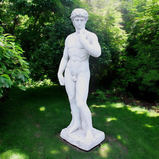 Elegant Garden Statue Michelangelo’s David - Durable Weathered Stone Effect Ornament