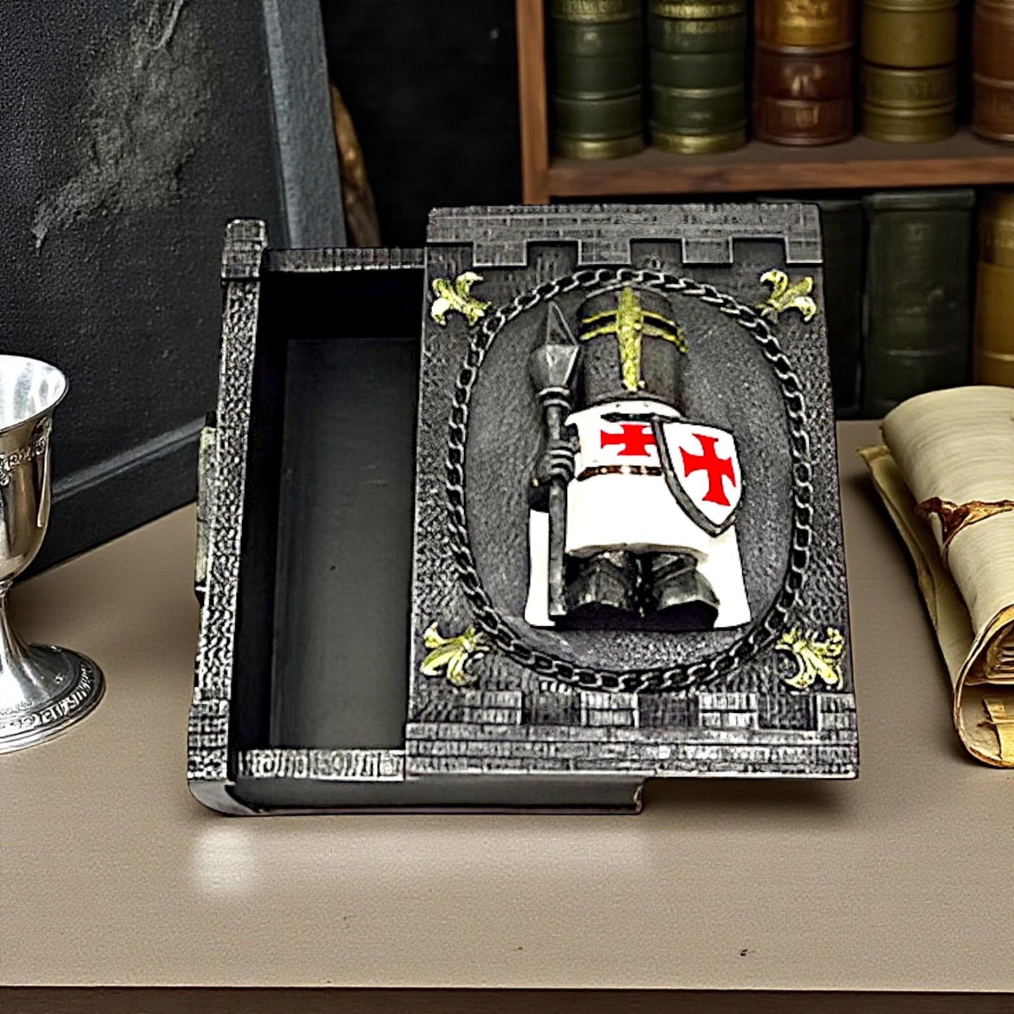 Medieval Templar Knight Box Gothic Armour Design Crusader Gift Keepsake Chest