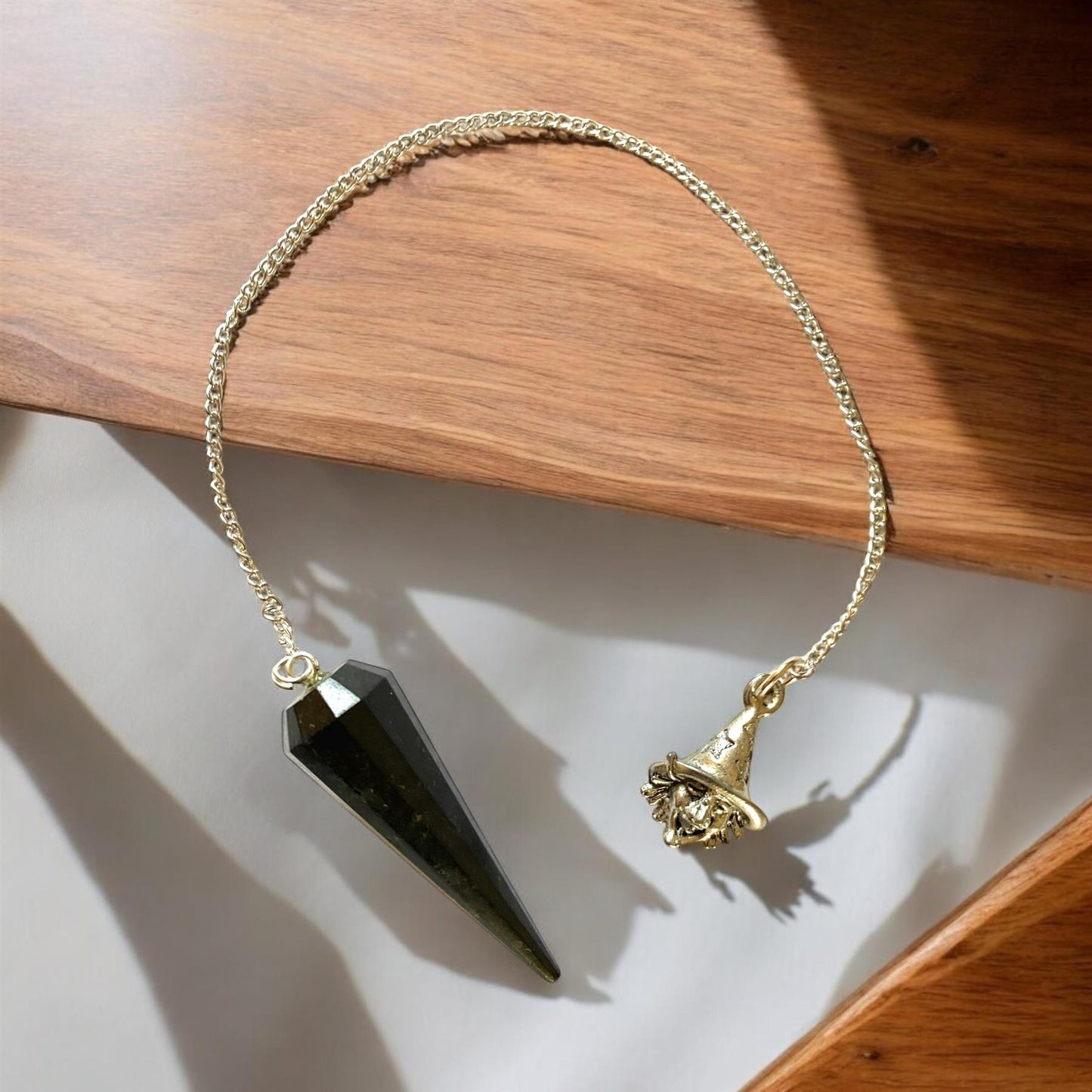 Mystical Black Tourmaline Witch Charm Pendulum for Divination & Protection - Powerful Energy Tool