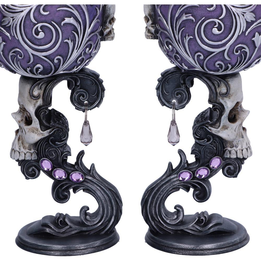 Gothic Set Skull Goblets Heart Shaped Chalice Dark Fantasy Occult Altar Wine Cups