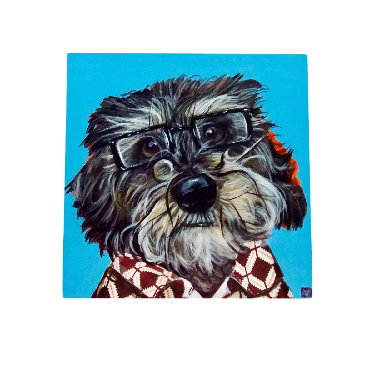 Harry Art Tile by Victoria Coleman | Unique 20x20 cm Ceramic Wall Art | Ready to Hang with Box | Quirky Schnauzer Design | Perfect Gift for Art & Dog Lovers-Osiris Craftworks