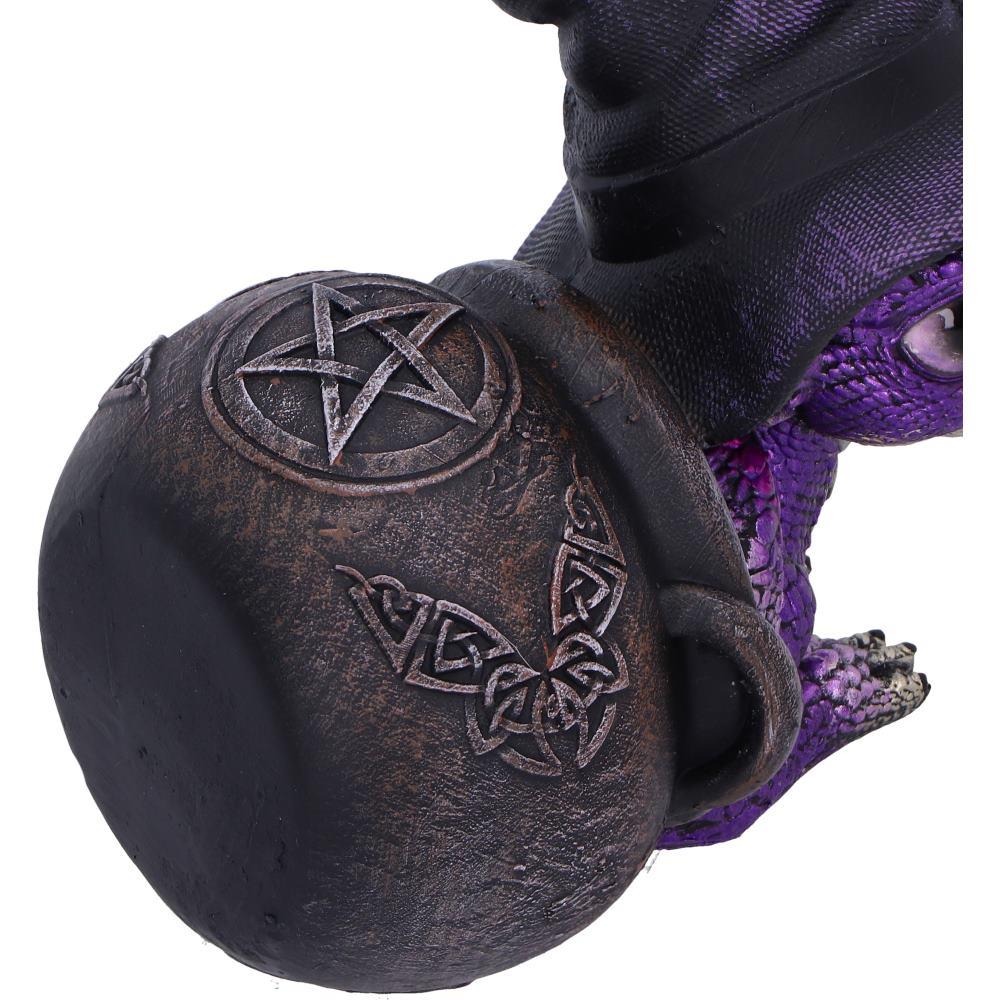 Whimsical Baby Dragon in Cauldron Gothic Witchcraft Fantasy Figurine Collectible