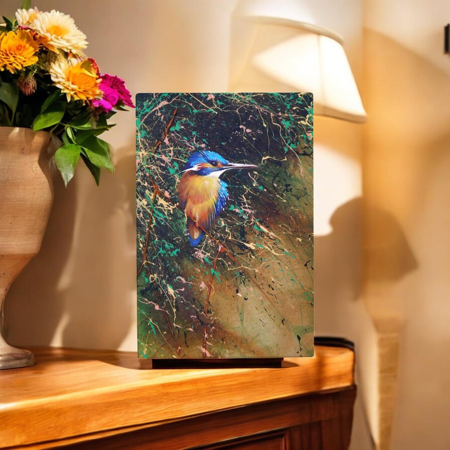 Kingfisher on Look Out Ceramic Art Tile by D. Finney | 30x20 cm | Wall Art Décor