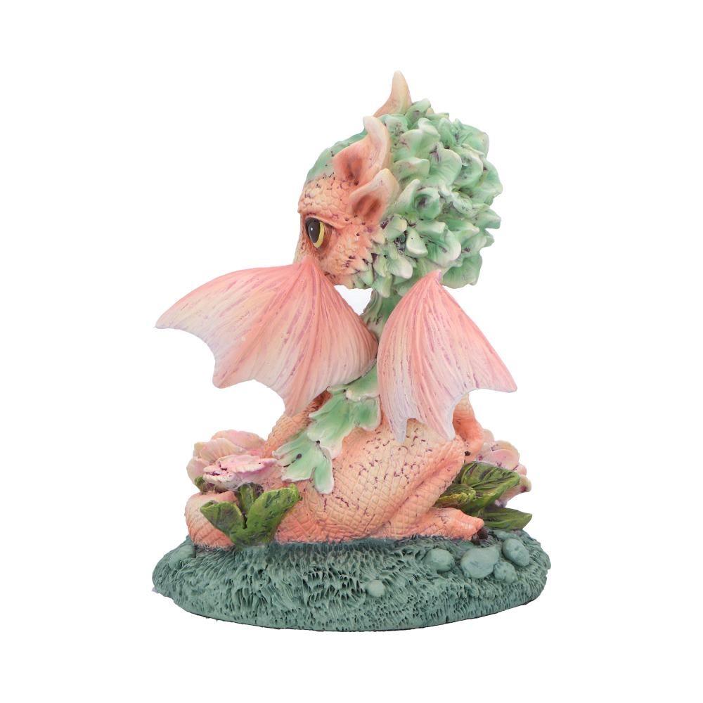 Adorable Baby Dragon Figurine Pink & Green with Roses – Fantasy Resin Ornament 11cm