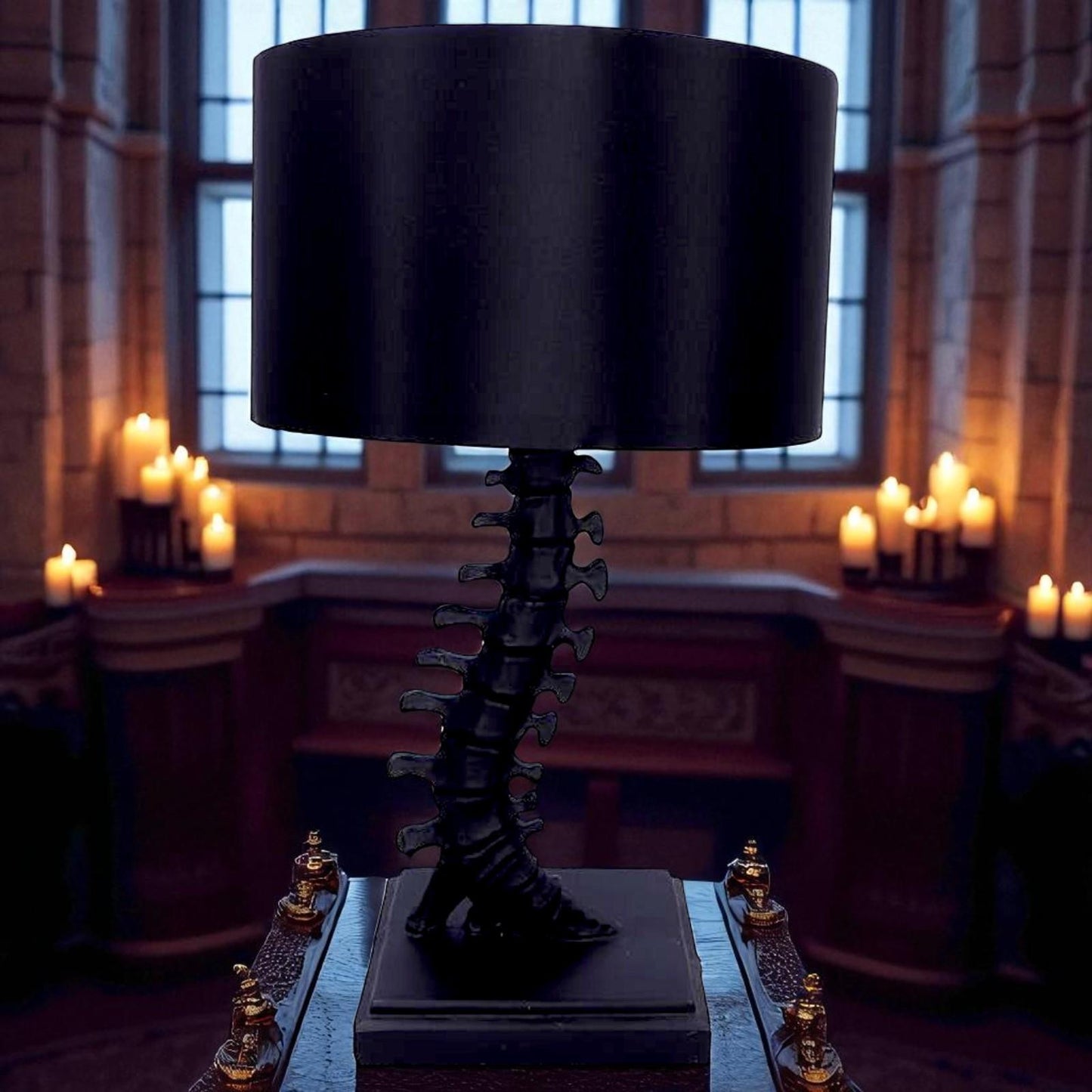 Gothic Vertebrae Table Lamp Spine Light with Shade Halloween Horror Decor