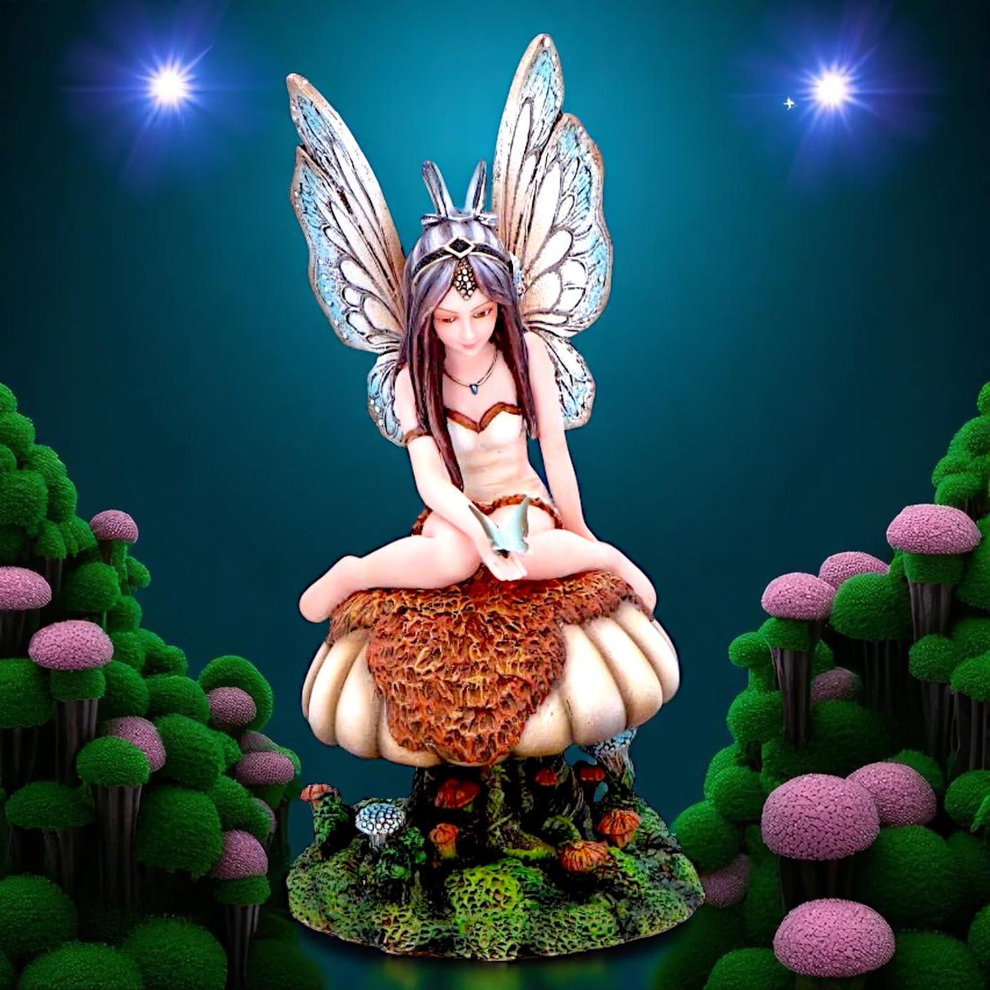 Enchanting Woodland Fairy Figurine Fantasy Mythical Statue Gothic Ornament Art