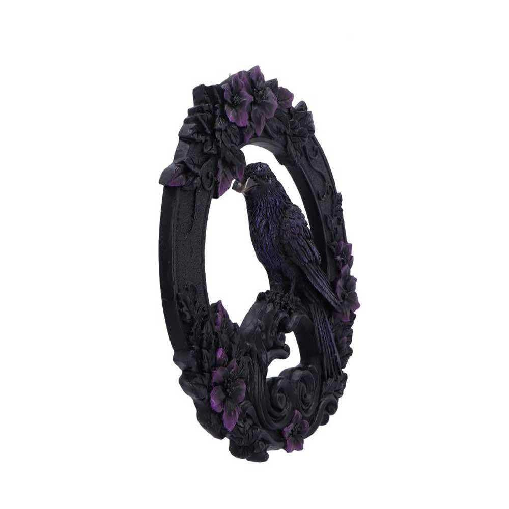 Gothic Raven Wall Plaque Dark Bird Wreath Floral Witchcraft Ornament  Decor