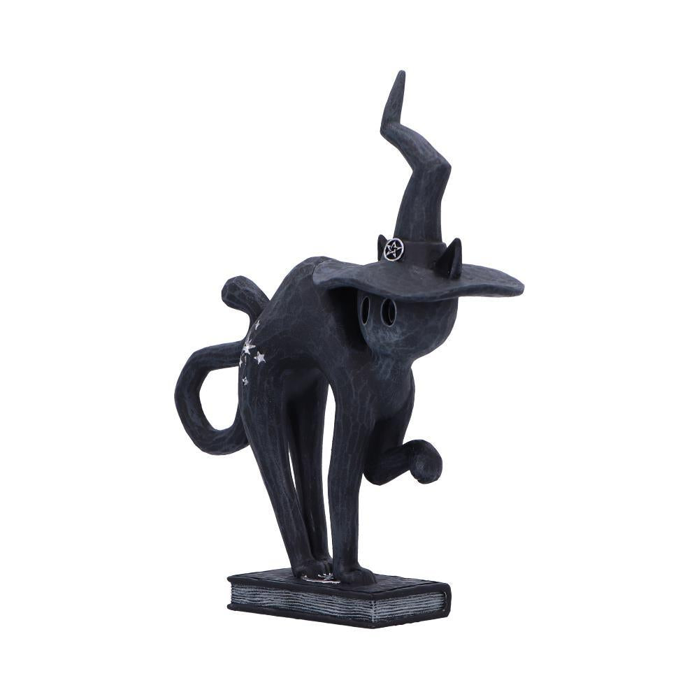 Witchy Black Cat Spell Figurine Gothic Statue Celestial Symbols Spooky occult Art