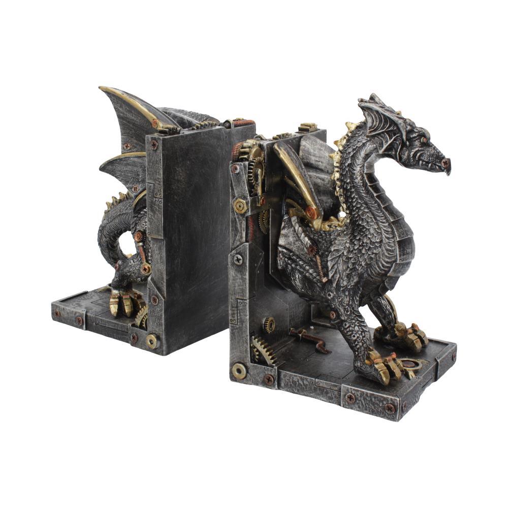 Gothic Steampunk Dragon Bookends Fantasy Figurines Mythical Creatures Decor