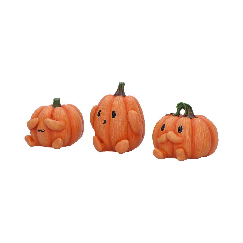 Pumpkin Statue Set  See No, Speak No Hear No Figurines Gothic Halloween Decor