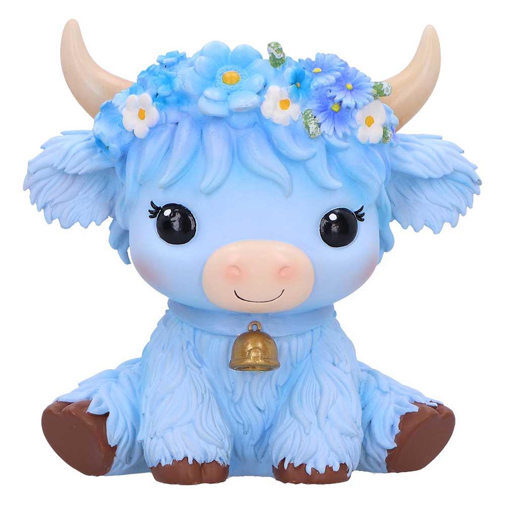 Moo Crew Bluebell Blue Flower Cow Figurine Cute Farmhouse Ornament Decor