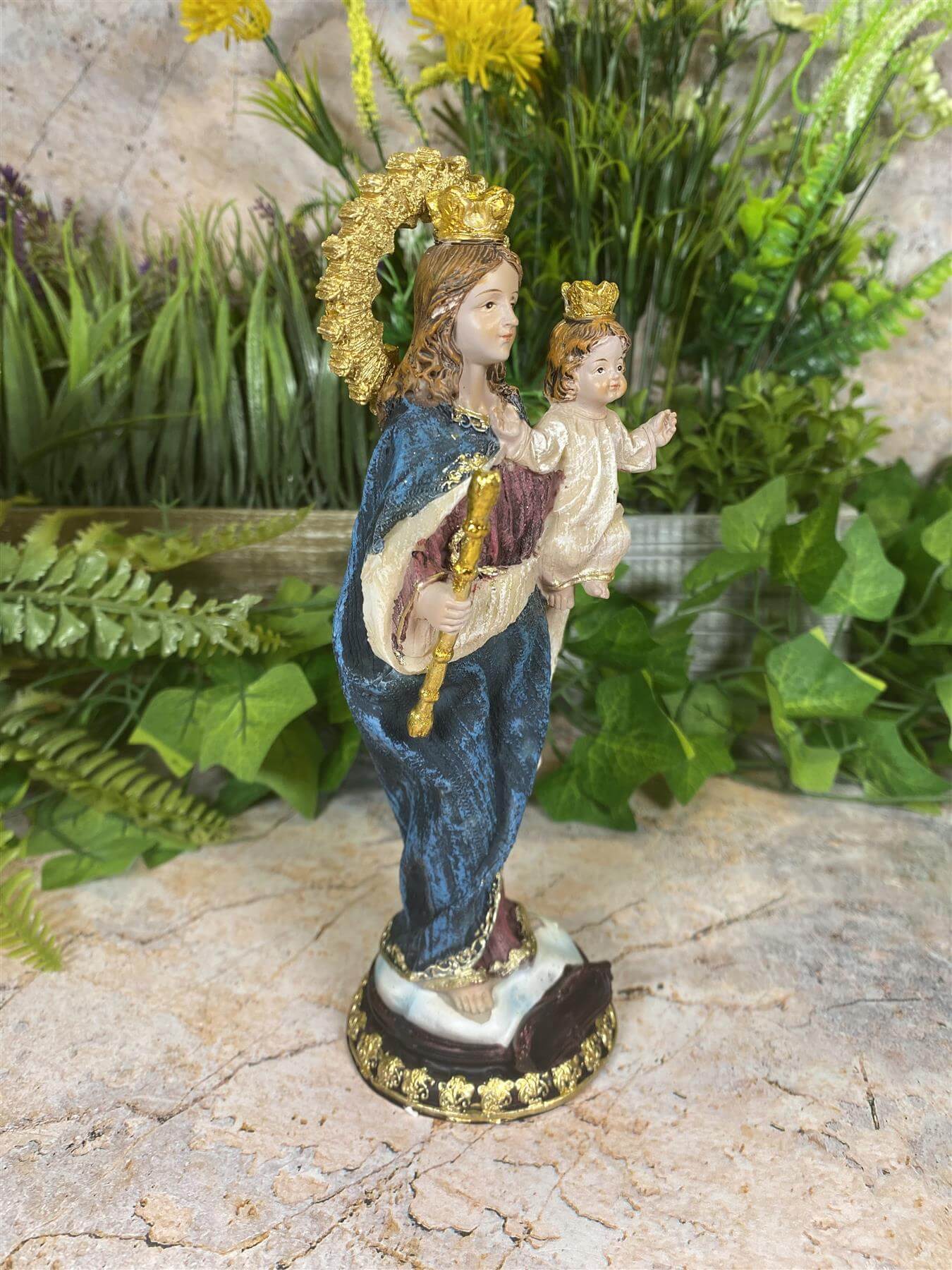 Our Lady of Mount Carmel Virgin Mary Sculpture Statue Religious Ornament 13 cm