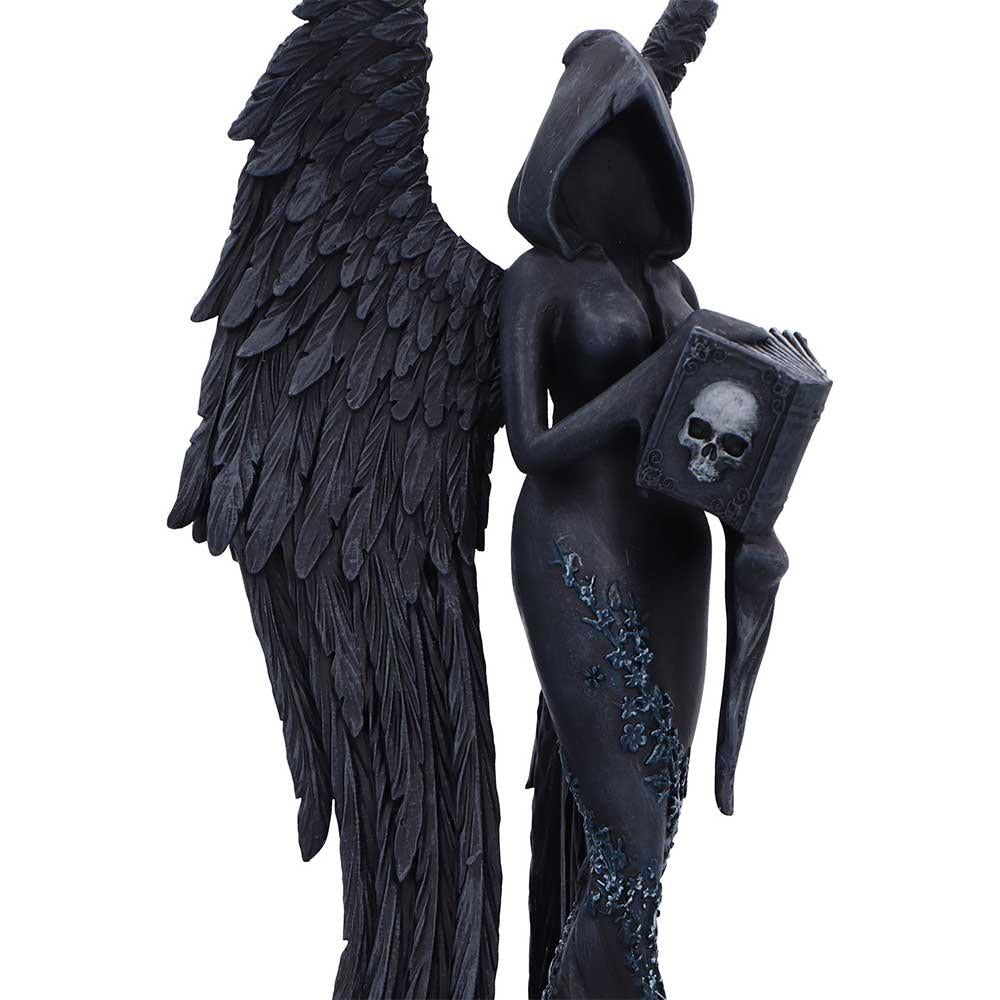 Femme Fatale Scholar Angel Statue Gothic Hooded Winged Book Skull Fantasy