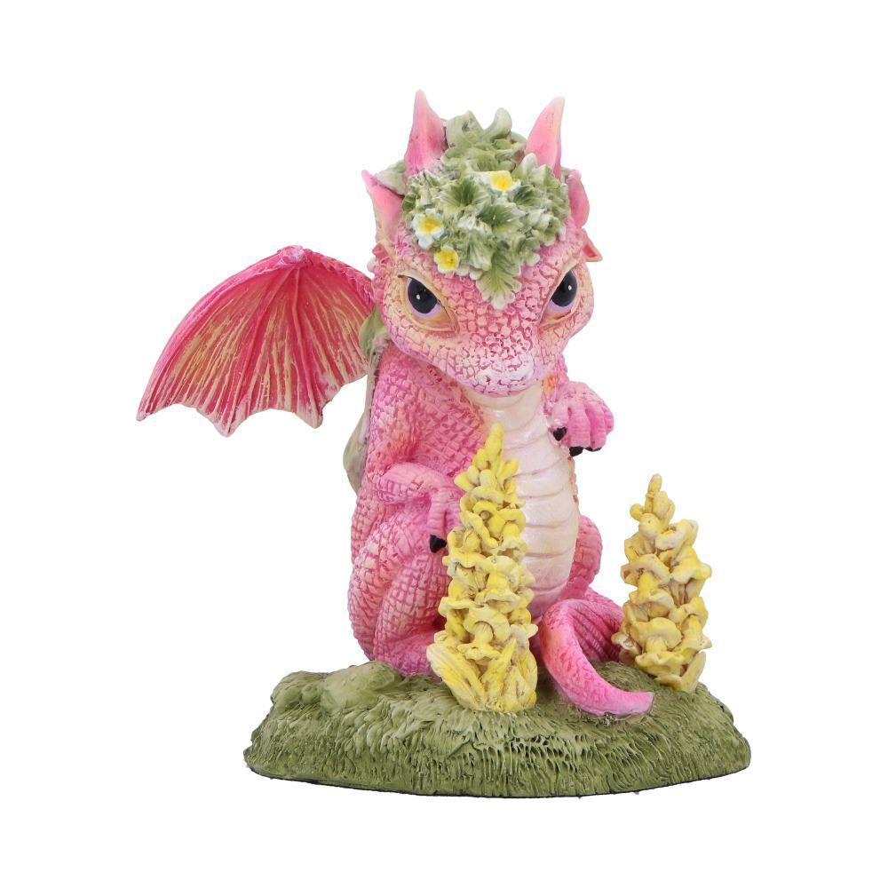 Adorable Pink Dragon Figurine Collectable Statue Floral Accents Ornament