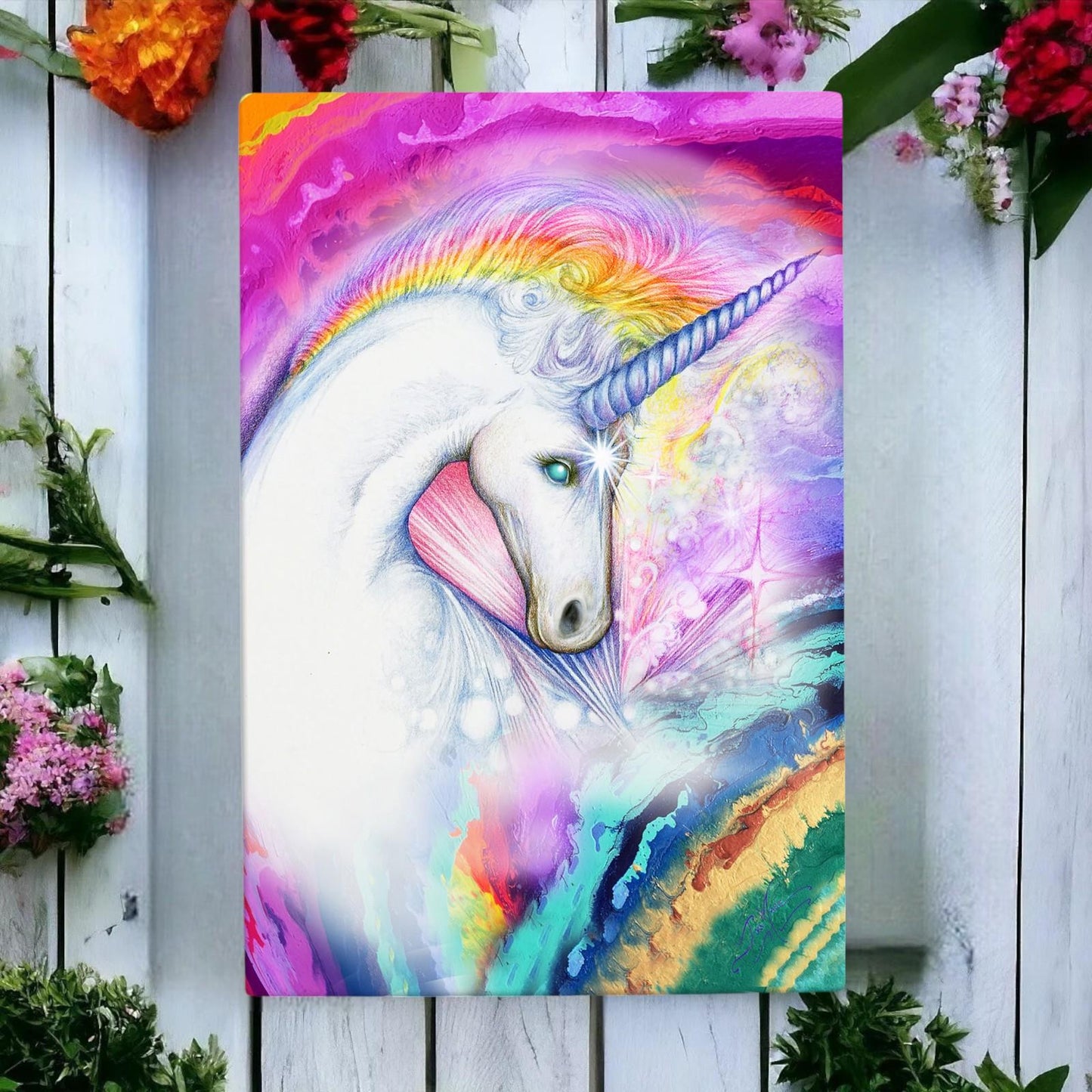 J.MARIE - Immersive Unicorn Ceramic Picture Tile 30x20 cm | Fantasy Art Home Decor