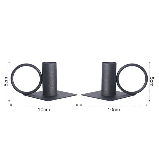 Black Small Candle Holder Metal Sandblasted Wrought Iron Candle Holder Creative Table Ornaments
