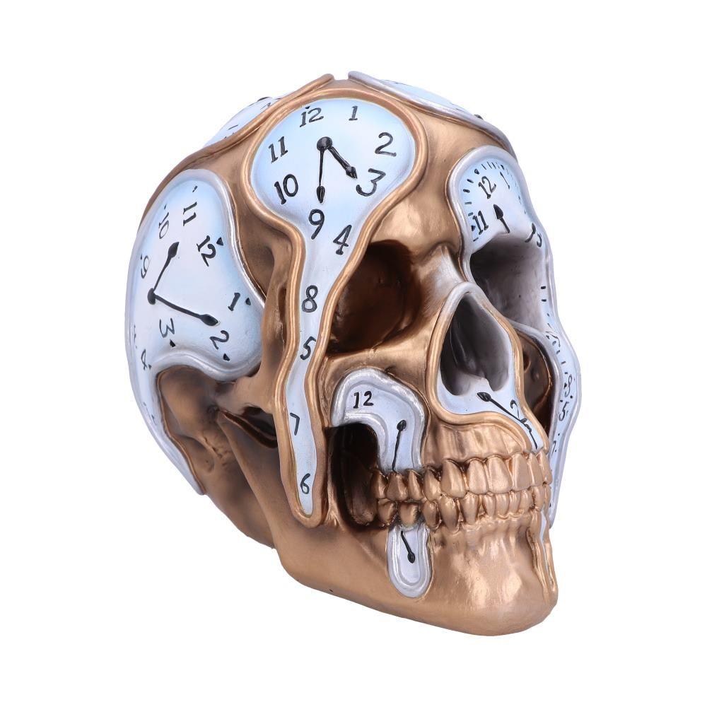 Time Goes By Gothic Clock Skull Ornament 17.5cm  Unique Resin Art Figurine Decor